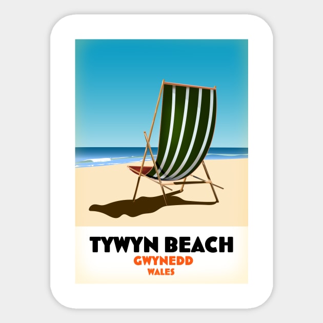 Tywyn beach Gwynedd Wales travel poster Sticker by nickemporium1